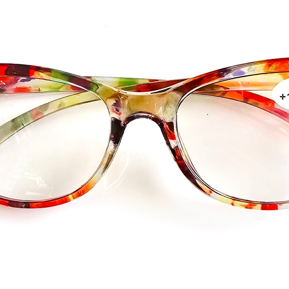 Reading Glasses +1.50 Colorful Multicolor Frame Womens Stylish Lightweight Clear